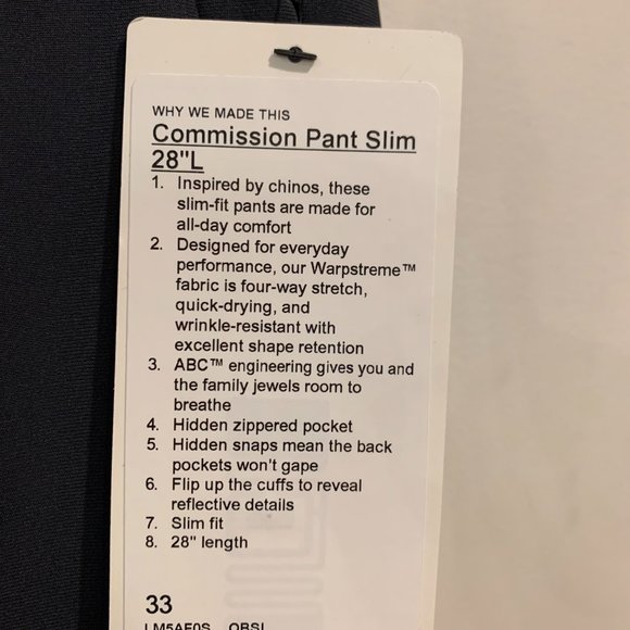 Lululemon Commission Pant Slim 28"L - Picture 8 of 10